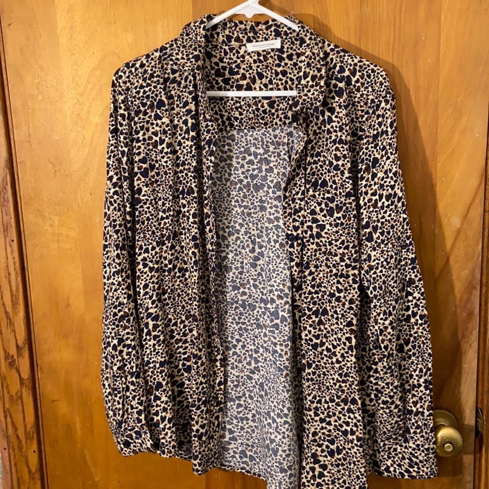 Leopard button down blouse worn once !